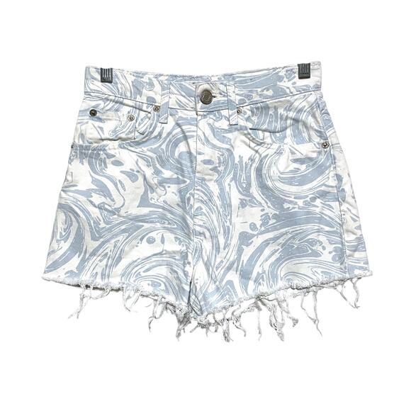 Zara Jean Shorts Womens 2 Swirl High Rise Cut Off Raw Hem Summer Festival Boho - Picture 1 of 6